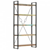 vidaXL Bibliotecă cu 5 rafturi, 90 x 30 x 180 cm, lemn masiv reciclat
