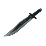 Cumpara ieftin Cutit Vanatoare Rambo 2, Kit Supravietuire, Teaca Piele, Otel Inoxidabil, 36cm, Spargator Geam, Busola, Surubelnita