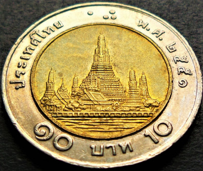 Moneda bimetalica 10 Baht - THAILANDA, anul 1998 *cod 226 D foto