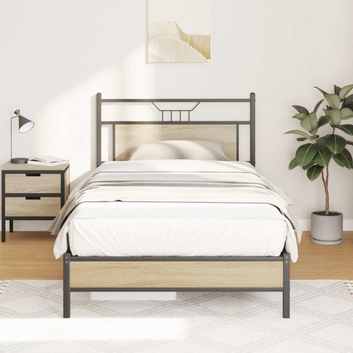 vidaXL Cadru de pat fără saltea Stejar Sonoma 107x203cm Lemn prelucrat 4106940