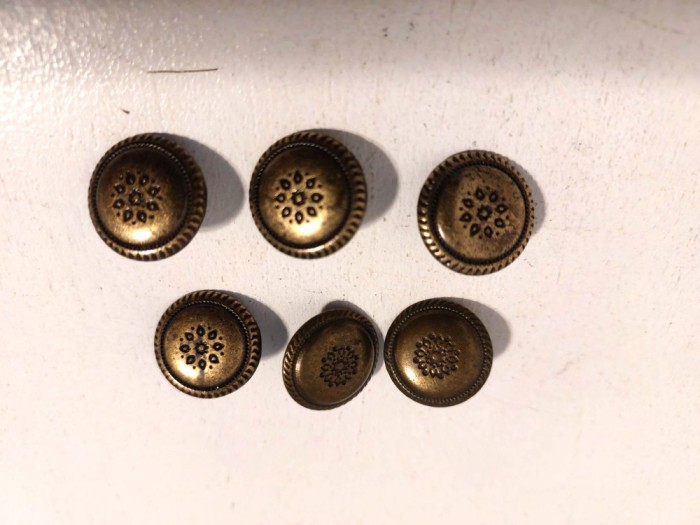 Lot 6 nasturi metalici 15mm diametru