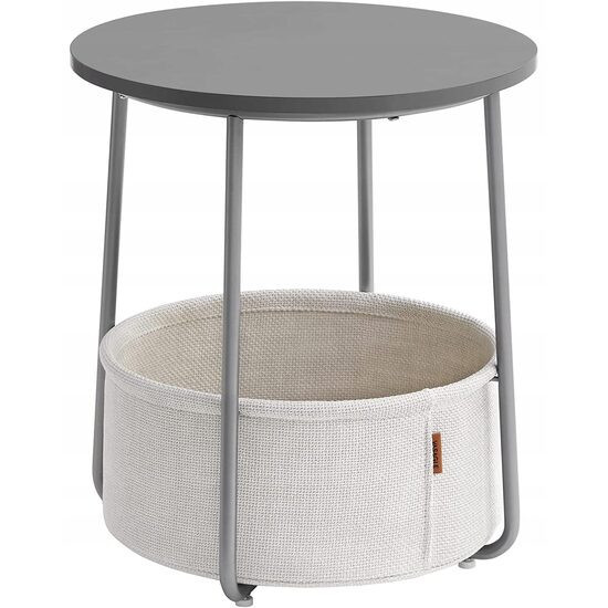 Masa rotunda cu cos depozitare, pal, baza otel, gri si alb, 45x50 cm, Artool GartenVIP DiyLine