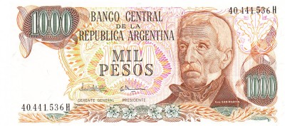 Argentina 1 000 1000 Pesos 1976-83 P-304b UNC foto