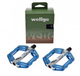 Set 2 pedale Wellgo din aluminiu pentru bicicleta, filet 9/16, culoare albastru PB Cod:AWR0087BL