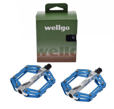 Set 2 pedale Wellgo din aluminiu pentru bicicleta, filet 9/16, culoare albastru PB Cod:AWR0087BL foto