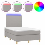Cumpara ieftin Pat cu arcuri, saltea si LED, gri deschis, 120x200 cm, textil