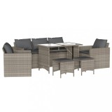Set canapele de gradina cu perne, 6 piese gri deschis poliratan