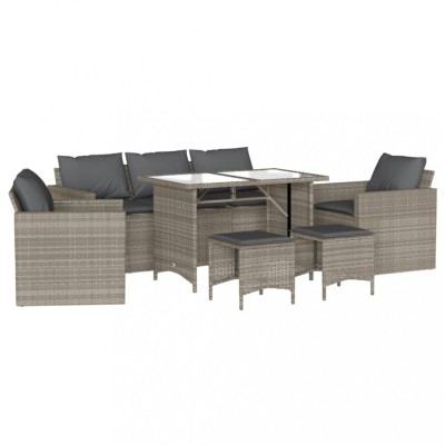 Set canapele de gradina cu perne, 6 piese gri deschis poliratan foto