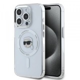 Husa MagSafe pentru Apple iPhone 16 Pro, Karl Lagerfeld, IML Metal Karl&#039;s Head, Alba