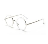 Ochelari rama alba 3mm rotunzi lentila transparenta gen unisex model retro, Rotunda, Plastic, Transparent