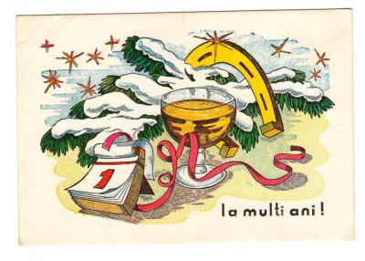 CPIB 20224 CARTE POSTALA - FELICITARE DE ANUL NOU. CALENDAR, POTCOAVA, SAMPANIE foto