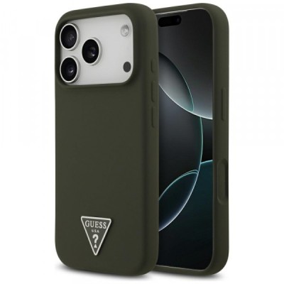 Husa MagSafe pentru Apple iPhone 17 Pro, Guess, Triangle Logo, Kaki foto