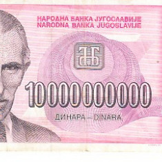 M1 - Bancnota foarte veche - Fosta Iugoslavia - 10000000000 dinarI - 1993