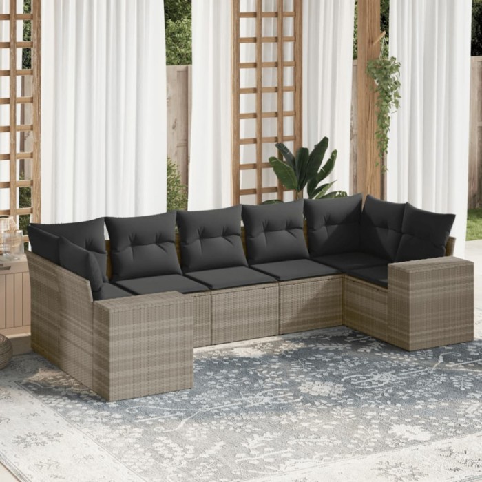 Gossi set canapele de gradina cu perne, 7piese gri deschis poliratan