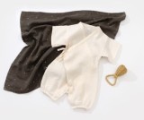 Salopeta Muselina Bumbac Organic BabyCosy Ecru 12-18 Luni Petrecuta Fete Baieti