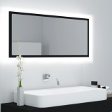 Gossi oglinda de baie cu led, negru, 100x8,5x37 cm, acril