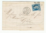 France 1865 Postal History Rare Cover + Content PARIS 3e to GIEN D.836