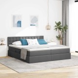 vidaXL Pat cu storage Gri &icirc;nchis 180 x 200 cm Piele artificială 3370950