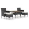 Set mobilier gradina, 5 piese, negru, poliratan si lemn acacia