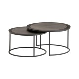 Set de 2 masute pentru cafea Adae, aluminiu/metal, maro/negru, 74 x 74 x 42 cm