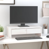 Suport pentru monitor, alb, 50x27x15 cm, lemn masiv pin GartenMobel Dekor, vidaXL