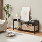 Comoda TV Belana 120x40x54 cm, negru si aspect stejar, [en.casa]