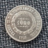 Brazilia 1000 Reis Argint 1858 Pedro II - Moneda Argint 917
