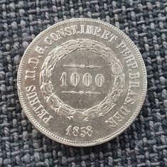 Brazilia 1000 reis 1858 argint Pedro II