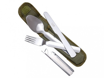 Tacamuri camping Joker inox set 4 piese cu husa OutsideGear Venture foto