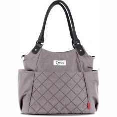 Geanta Accesorii Bebelusi Qplay Tote cu Multiple Compartimente Light Grey foto