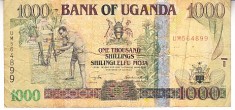 B11 1 - Bancnota foarte veche - Uganda - 1000 shilingi - 2005