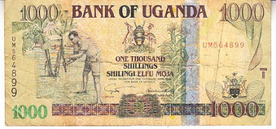B11 1 - Bancnota foarte veche - Uganda - 1000 shilingi - 2005 foto
