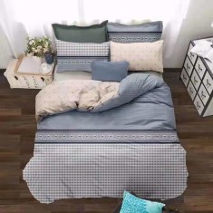 Lenjerie de pat pentru o persoana cu husa de perna dreptunghiulara, Amaya, bumbac mercerizat, multicolor