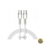 Cablu Date si Incarcare USB-C - USB-C Baseus Cafule Metal Series 100W 1m Alb CATJK-C02