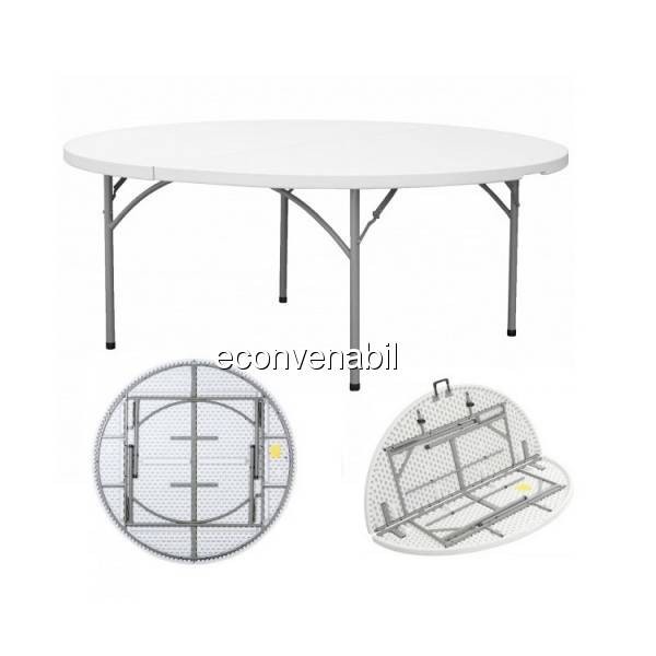 Masa Pliabila Rotunda pentru Picnic cu Maner 120x74cm Masa Pliabila Rotunda pentru Picnic cu Maner 120x74cm