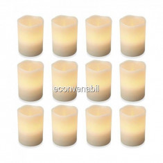 Set 12 Lumanari Electrice din Ceara cu LED care Palpaie 7x5cm foto