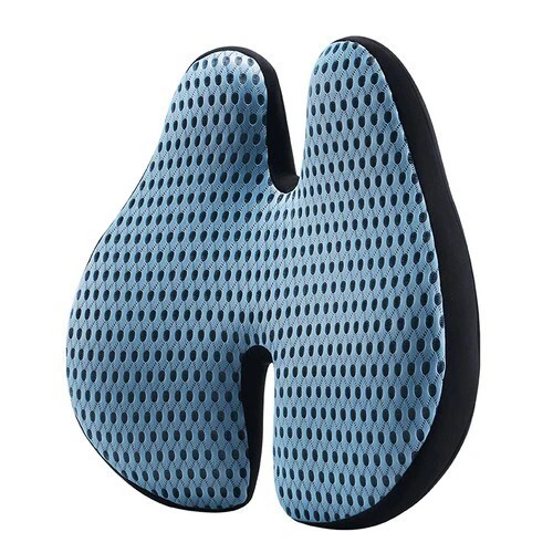 Perna lombara cu spuma cu memorie , culoare negru/albastru, dimensiuni 42x38x9 cm, Manolex&reg;