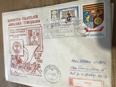 CPIF.1. Plic Expozitia Filatelica Jubiliara 1983 Timisora foto