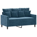 Cumpara ieftin Canapea cu 2 locuri, albastru, 120 cm, catifea