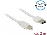 Cablu EASY-USB 2.0 tip A la USB-B T-T 2m Alb, Delock 83687