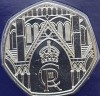 50 pence 2023 Marea Britanie, Coronation of King Charles III, Crown version, Bunc, Coincard, km#2351, Europa