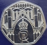 50 pence 2023 Marea Britanie, Coronation of King Charles III, Crown version, Bunc, Coincard, km#2351, Europa