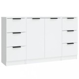 Servante, 3 piese, alb, lemn prelucrat