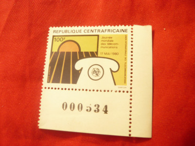 Timbru R.Centrafricana 1980 - Telecomunicatii , val. de 100 fr foto