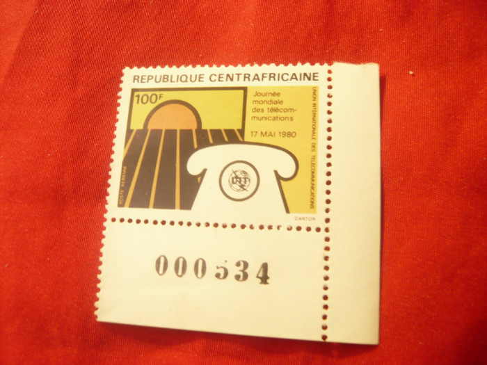 Timbru R.Centrafricana 1980 - Telecomunicatii , val. de 100 fr