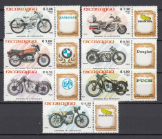 Nicaragua 1985 - MOTOCICLETE - Michel 1368/70 + A1093/96 - MNH foto