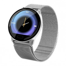 Ceas smartwatch unisex, rezistent la apa, compatibil cu Android si iOS, argintiu, Gonga foto