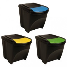 vidaXL Coșuri de gunoi stivuibile 3 buc. antracit, 75 L polipropilenă 316184