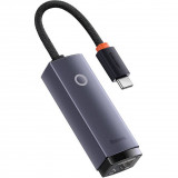 ADAPTOR RETEA Baseus Lite USB Type-C to RJ-45 Gigabit LAN,metalic, LED, gri &quot;WKQX000313&quot;