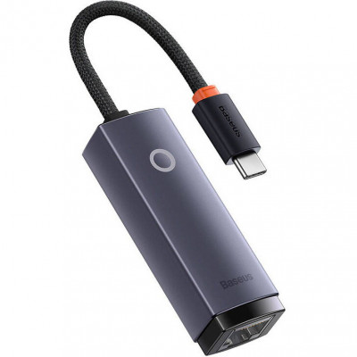 ADAPTOR RETEA Baseus Lite USB Type-C to RJ-45 Gigabit LAN,metalic, LED, gri &amp;quot;WKQX000313&amp;quot; foto